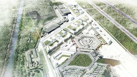 Neues Leben am alten Airport. Gewinner des Schinkel-Wettbewerbs schlagen Wohnhäuser neben dem sechseckigen Terminal vor. 