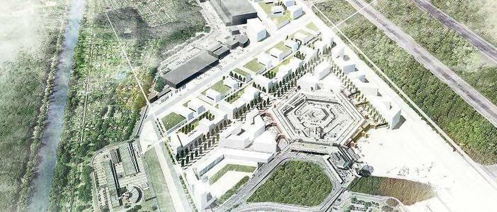Neues Leben am alten Airport. Gewinner des Schinkel-Wettbewerbs schlagen Wohnhäuser neben dem sechseckigen Terminal vor.