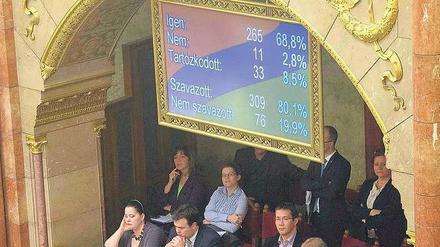 Für die Verfassungsänderung. Im ungarischen Parlament gab es eine deutliche Mehrheit für die Beschneidung der Rechte des Verfassungsgerichts. 