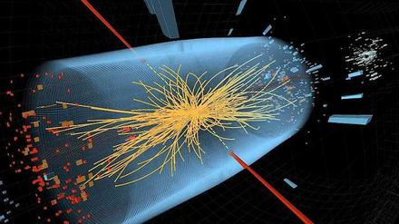 Das Higgs-Teilchen, erzeugt bei einem Zusammenprall im Teilchenbeschleuniger des Cern. 
