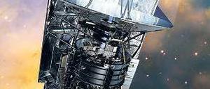 Das Weltraumteleskop Herschel bei der Arbeit - als künstlerische Darstellung. 