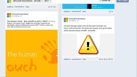 Die Warnung auf der Facebook-Seite von Microsoft wurde vielfach geteilt. Die Support-Betrüger hat das nicht gestoppt. Microsoft vermutet, dass inzwischen mehrere kriminelle Organisationen mit dieser Masche arbeiten.