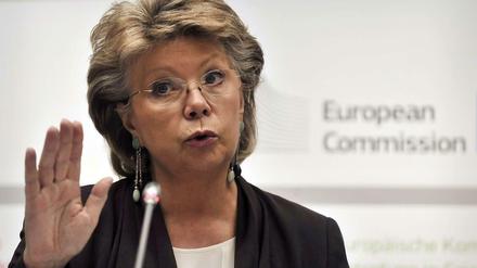 Viviane Reding bei einer Pressekonferenz der Europäischen Kommission in Athen.