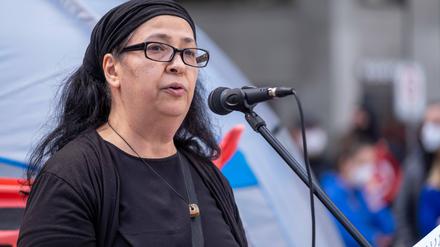 Seyran Ates im Mai auf einer Kundgebung gegen Antisemitismus in Berlin.
