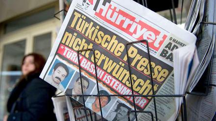 Die Schlagzeile "Türkische Presse nicht erwünscht" auf der Titelseite der türkischen Tageszeitung Hürriyet.