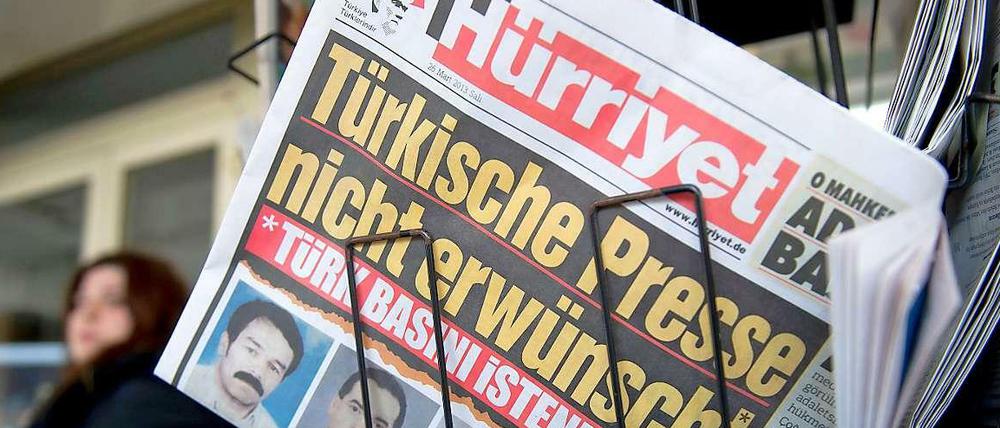 Die Schlagzeile "Türkische Presse nicht erwünscht" auf der Titelseite der türkischen Tageszeitung Hürriyet.