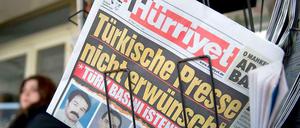 Die Schlagzeile "Türkische Presse nicht erwünscht" auf der Titelseite der türkischen Tageszeitung Hürriyet.