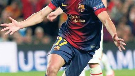 Ich dreh ab. Pedro bejubelt sein Tor, das Barcelona ins Halbfinale brachte. Foto: Reuters