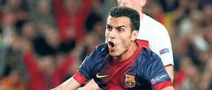 Ich dreh ab. Pedro bejubelt sein Tor, das Barcelona ins Halbfinale brachte. Foto: Reuters