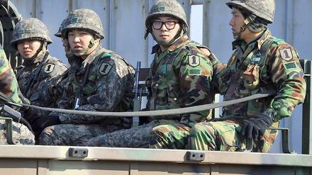 Einsatzbereit: Südkoreanische Soldaten nahe der Grenze zum Norden
