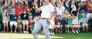 Endlich ganz oben. 2012 ging Adam Scott bei den British Open am Ende unter. Diesmal behielt er die Nerven. Foto: AFP