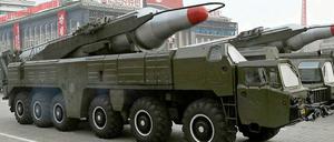 Bedrohungspotenzial. Eine nordkoreanische Rakete vom Typ Musudan während einer Militärparade in Pjöngjang 