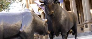 Bulle und Bär vor der Frankfurter Börse.