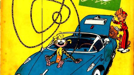 Huba, huba! Das Marsupilami, hier zusammen mit Spirou auf dem Titel eines Heftes von 1957, ist eine Erfindung von André Franquin.