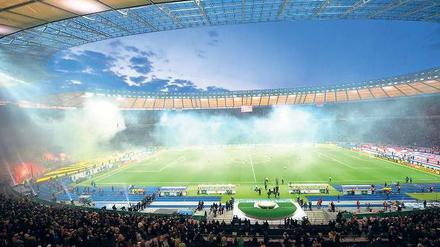 Alljährliches Risiko. Beim Pokalendspiel in Berlin ist das Olympiastadion regelmäßig mit 74 000 Zuschauern gefüllt.