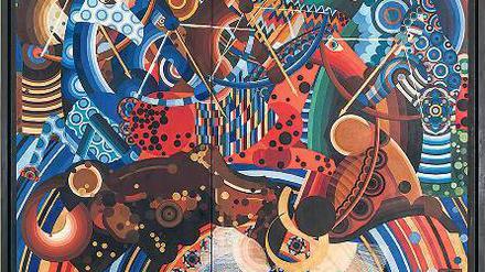 Kandinskys Fiebertraum. 1928 malte der deutsche Künstler Sascha Wiederhold "Bogenschützen" (204 mal 240cm) als Spiel geometrischer Formen.
