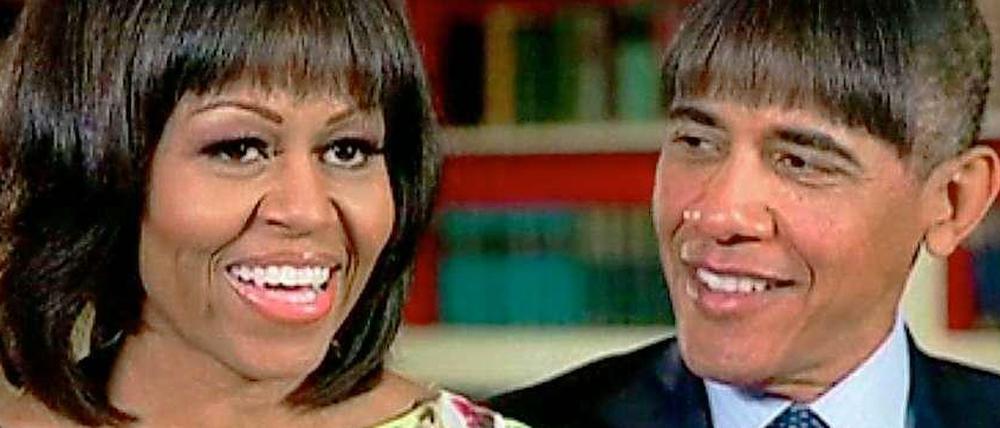 Fit für die zweite Amtszeit. Barack Obama behauptete beim traditionellen Dinner mit der Hauptstadtpresse in Washington, er wolle sich seine Frau und vor allem ihre Frisur zu eigen machen. "Sieht doch schick aus", meinte er. 
