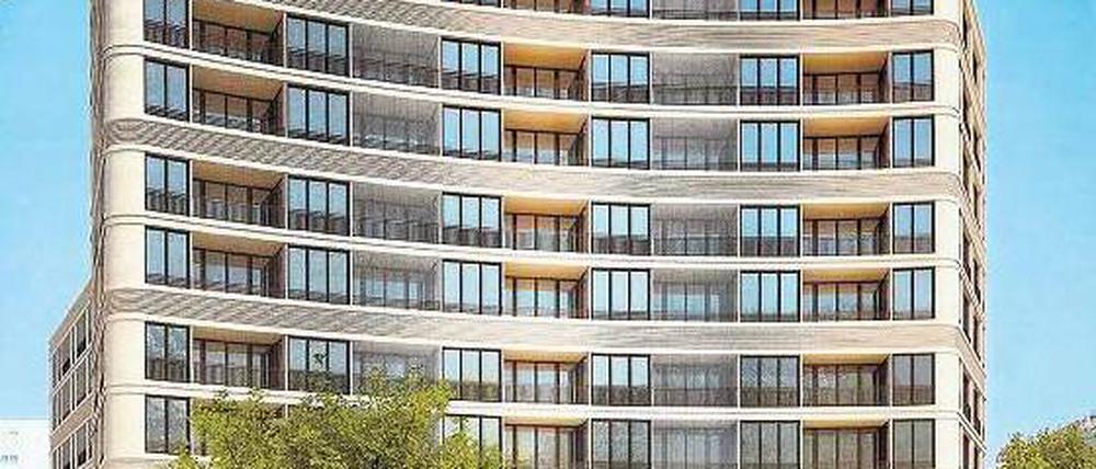Abgerundet. Einer der Entwürfe für das geplante Eckgebäude am Adenauerplatz. Über die Architektur wollen Bezirkspolitiker aber noch diskutieren. 