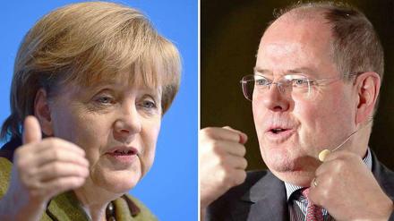 Bundeskanzlerin Angela Merkel (CDU) und SPD-Kanzlerkandidat Peer Steinbrück.