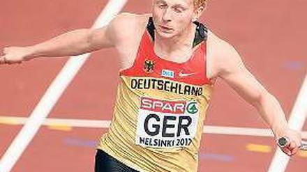 Flinkfuß. Martin Keller, hier bei der EM 2012 in Helsinki, wo er mit der deutschen Staffel Silber gewann.