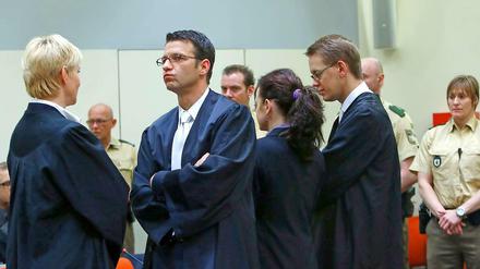 Die Angeklagte Beate Zschäpe und ihre Verteidiger beim NSU-Prozess in München.