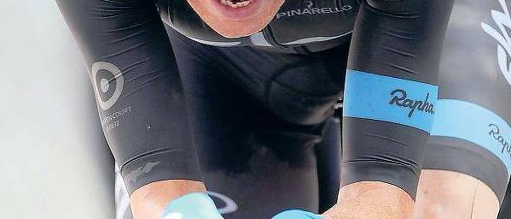 Ausgeradelt. Für Bradley Wiggins lief beim Giro d’Italia nicht viel zusammen. Tiefpunkt seiner unglücklichen Woche war die verletzungsbedingte Aufgabe. Foto: dpa