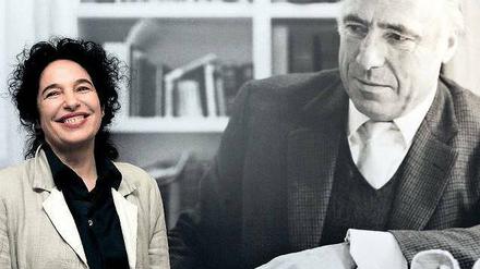 Die Witwe und der Patriarch. Suhrkamp-Chefin Ulla Berkewicz vor einem Porträt ihres Mannes Siegfried Unseld. Foto: Frank May/dpa