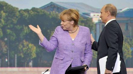 Kanzlerin Angela Merkel und Präsident Wladimir Putin. 