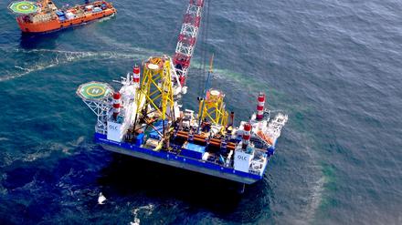 Baustelle aus der Luft: In der Nordsee arbeitet der Energiekonzern RWE am eigenen Offshore-Park.