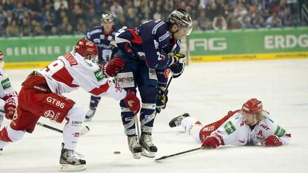 Die Neuauflage kommt. Eisbär Rankel (Mitte) im Spiel gegen Köln.