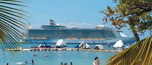 Badeeinlage in Haiti. Die "Allure of the Seas" ankert vor der Insel Hispaniola an einem speziell abgezäunten Strandabschnitt.