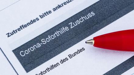 Formular zu Beantragung von Corona-Soforthilfe.