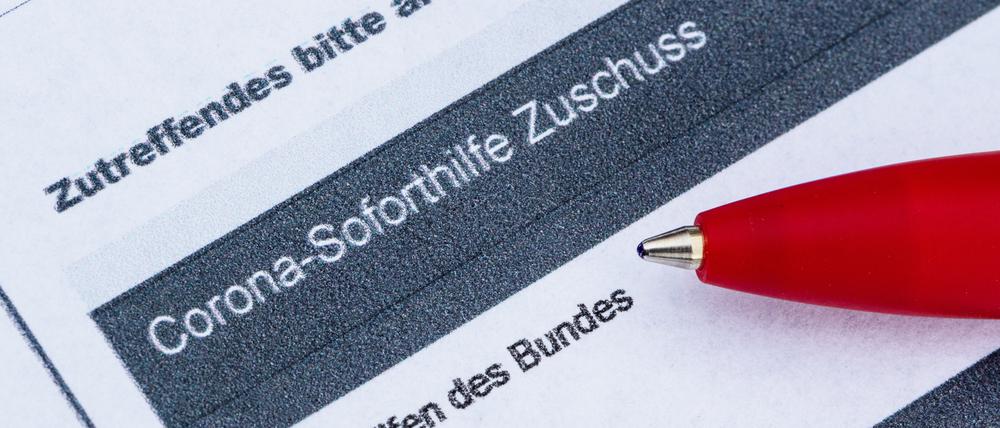 Formular zu Beantragung von Corona-Soforthilfe.