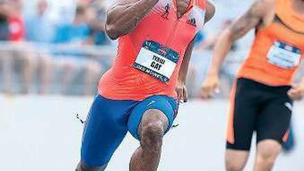 Aus der Kurve geflogen. Tyson Gay, hier im Juni in Des Moins, Iowa. Foto: AFP