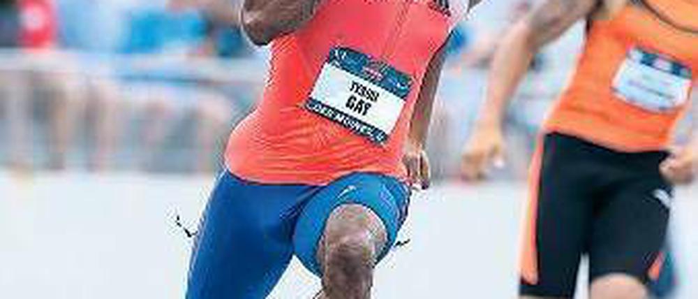 Aus der Kurve geflogen. Tyson Gay, hier im Juni in Des Moins, Iowa. Foto: AFP