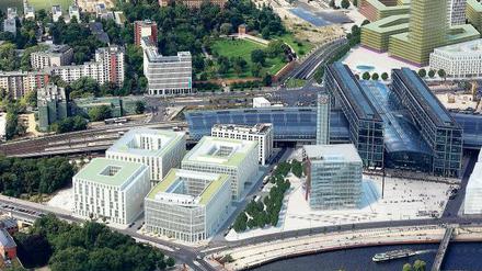 Vier Häuser für ein Halleluja. 2015 soll die Südwestecke vor dem Hauptbahnhof bebaut sein. Simulation: CA Immo