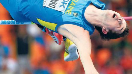 Ganz oben angekommen. Bogdan Bondarenko bei seinem WM-Sieg. Foto: AFP