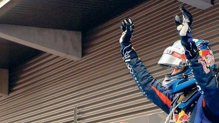 Allein auf weiter Flur. Sebastian Vettel hat nun 46 WM-Punkte Vorsprung auf seinen ärgsten Rivalen Fernando Alonso. Foto: AFP