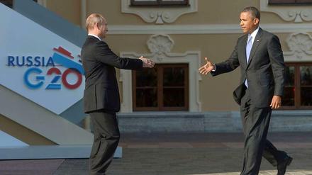Zur Begrüßung reichen sie sich die Hand, aber ob sich Barack Obama und Wladimir Putin auch in der Syrien-Frage näher kommen werden?