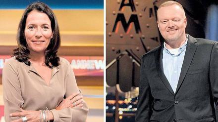 Anne Will und Stefan Raab bilden ein Team im TV-Duell. 
