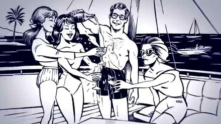 Inspiriert von Charles Burns und alten Werbeillustrationen: Ein Screenshot aus dem Moderat-Video.