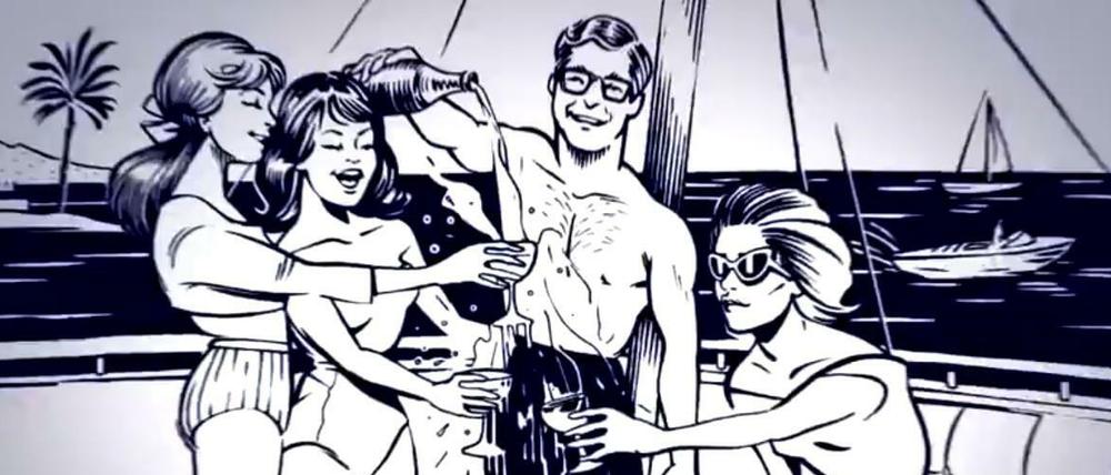 Inspiriert von Charles Burns und alten Werbeillustrationen: Ein Screenshot aus dem Moderat-Video.