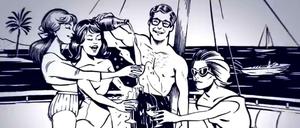 Inspiriert von Charles Burns und alten Werbeillustrationen: Ein Screenshot aus dem Moderat-Video.