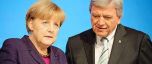 Parteichef und Ministerpräsident Volker Bouffier mit der Kanzlerin. 