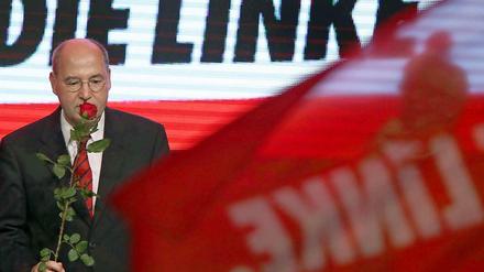 Gregor Gysi am Sonntagabend bei der Linken-Wahlparty in der Berliner Kulturbrauerei