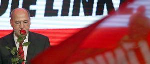 Gregor Gysi am Sonntagabend bei der Linken-Wahlparty in der Berliner Kulturbrauerei
