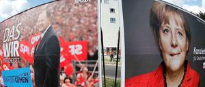 Der Herausforderer und die Kanzlerin.