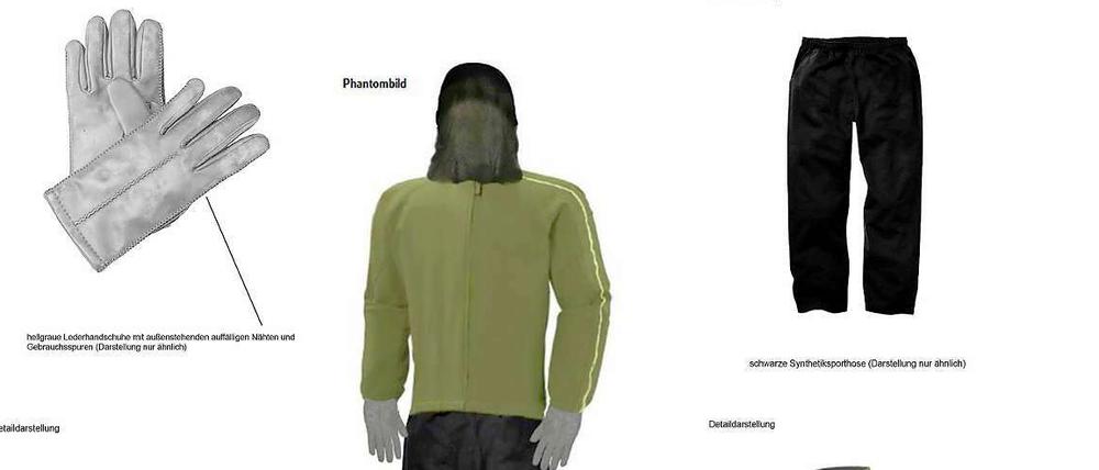 Der brutale Entführer eines Geschäftsmanns soll eine schwarze Hose, eine grüne Softshell-Jacke, weiße Handschuhe und ein Gesichtsnetz getragen haben: Mithilfe dieser Zeichnung bat die Polizei um Hinweise.
