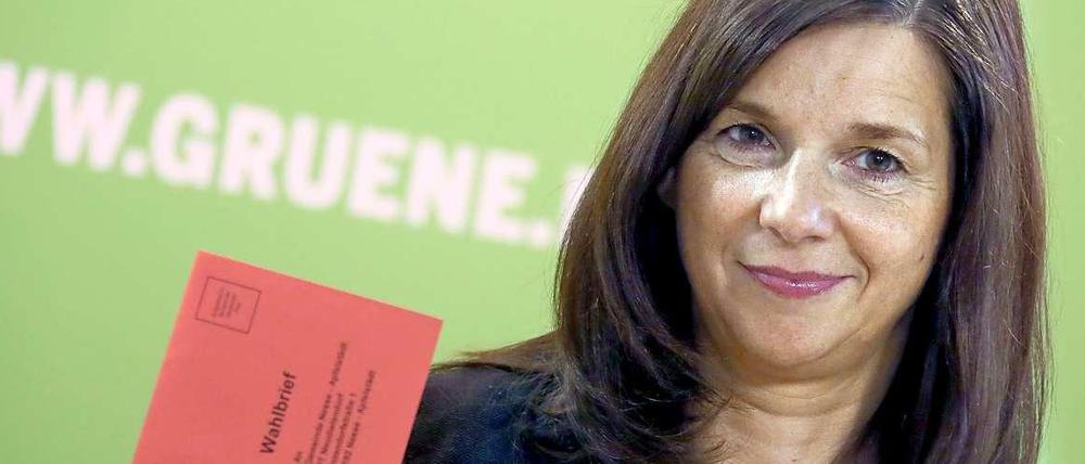 Grünen-Spitzenkandidatin Katrin Göring-Eckhardt wollte zur Wahl mobilisieren, musste sich jedoch mit der Pädophilie-Debatte auseinandersetzten.