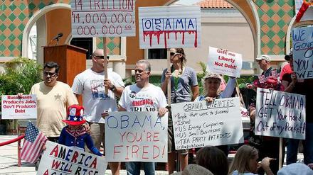 Unzufrieden mit der Regierung und dem Kongress: Eine Anti-Obama-Demo in Florida.